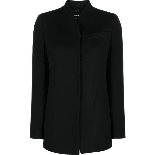 Giorgio Armani - single-breasted blazer - women - Virgin Wool/Silk/Spandex/Elastane - 42 - Black