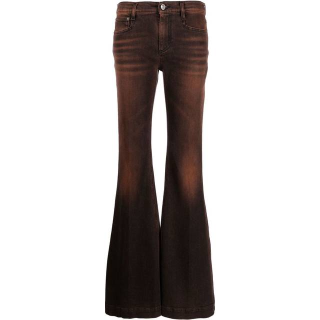 Roberto Cavalli - acid-wash flared jeans - women - Cotton/Spandex/Elastane - 38 - Brown