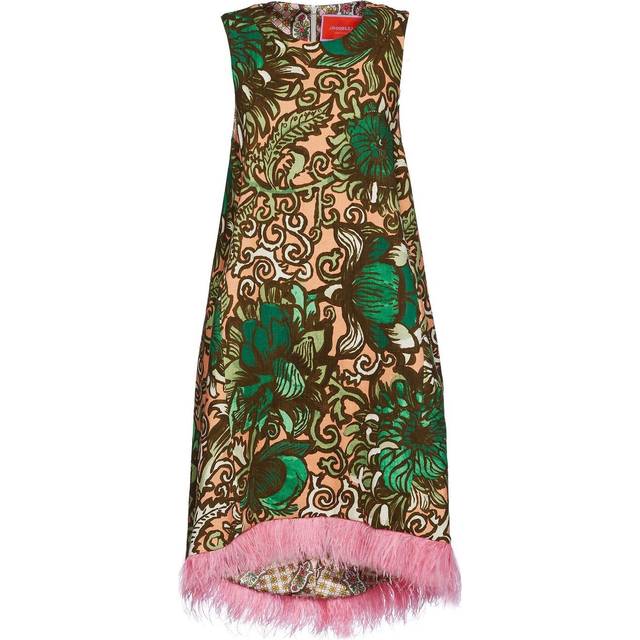 La DoubleJ - La Scala graphic-print dress - women - Ostrich Feather/Cotton/Elastane - M - Green