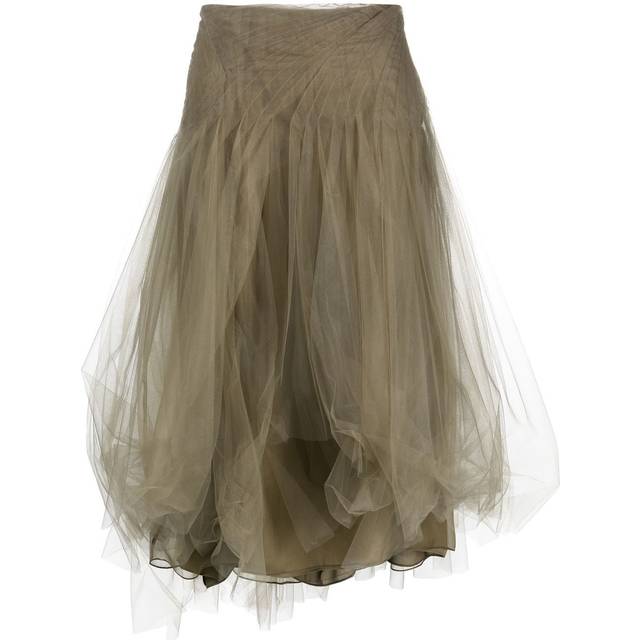 Ralph Lauren Collection - asymmetric tulle skirt - women - Silk/Polyamide/Silk - 6 - Green