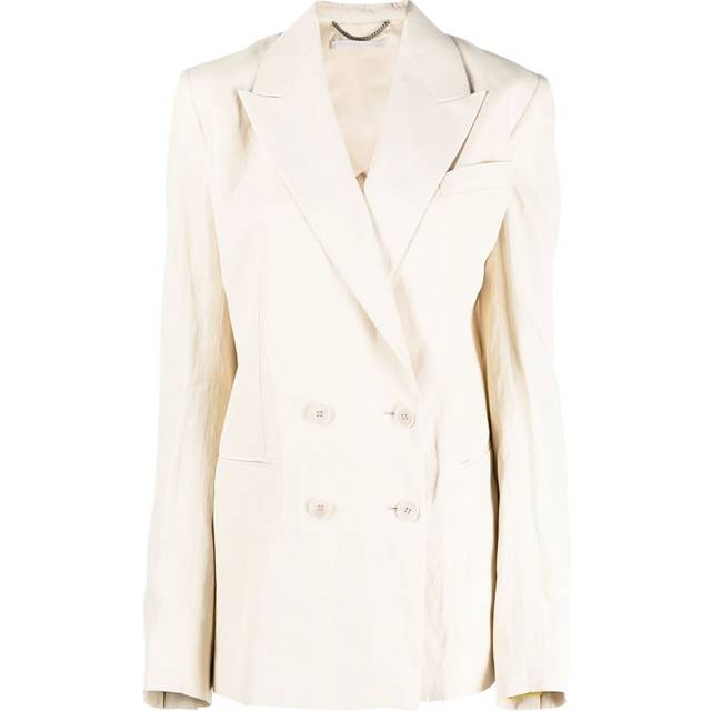 Stella McCartney - double-breasted blazer - women - Viscose/Linen/Flax/Cupro/Viscose - 42 - Neutrals