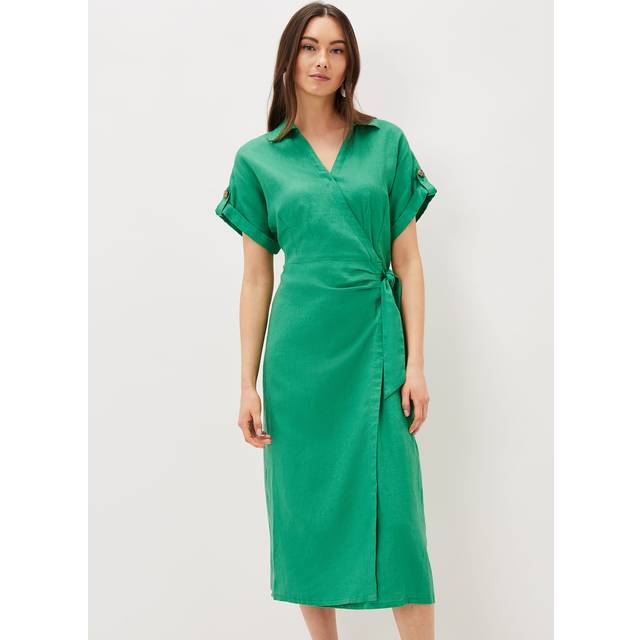 Phase Eight Women's Yasse Linen Wrap Midi Dress - Green - 8