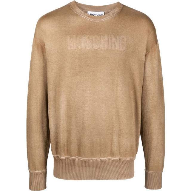 Moschino - logo-intarsia knitted sweater - men - Cotton - 52 - Brown