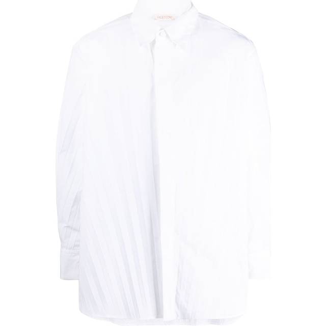 Valentino Garavani - pleated long-sleeve shirt - men - Cotton/Polyamide - S - White