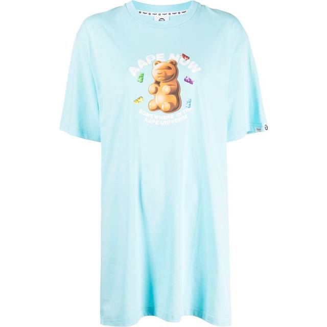 AAPE BY *A BATHING APE® - slogan-print jersey T-shirt - women - Cotton - XXS - Blue