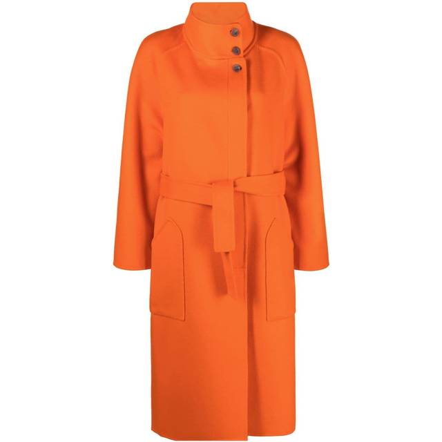 Fabiana Filippi - belted single-breasted coat - women - Virgin Wool - 46 - Orange