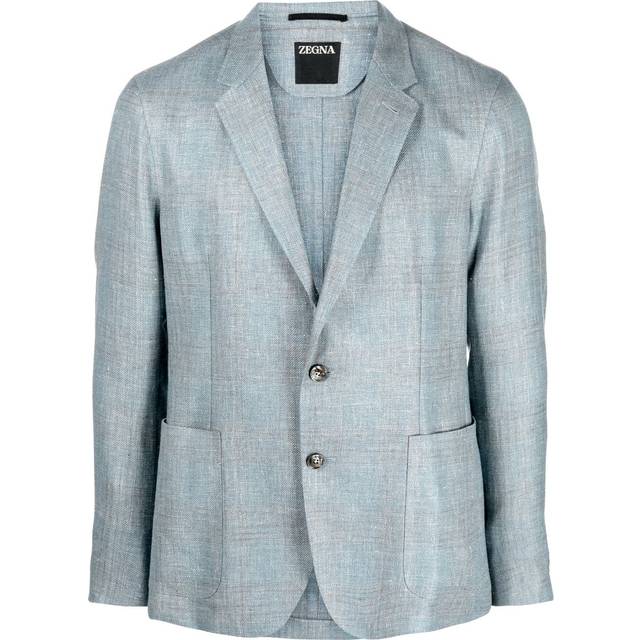 Zegna - single-breasted blazer - men - Cashmere/Linen/Flax/Silk/Cupro - 56 - Blue