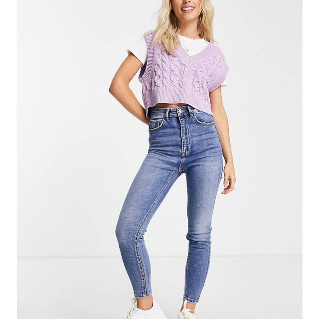 Stradivarius D09 Skinny super high-waist jeans Light blue 4