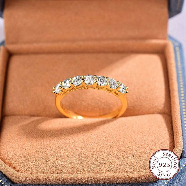 Esberry 1Pc Moissanite Rhinestone Engagement Ring Wedding Band For Women S925 Sterling Silver High Sparkle Promise Ring Eternity Ring Anniversary Ring Valenti