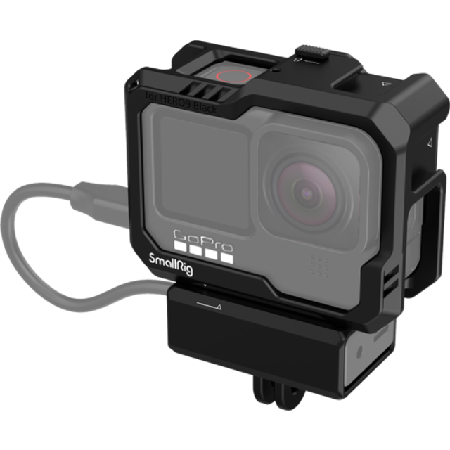 SmallRig Black Full Action Camera Cage For GoPro HERO 9 / 10 / 11 / 12 Cage with Two Cold Shoe