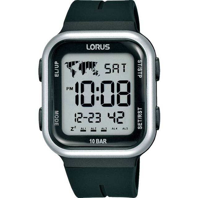 Lorus män digital kvarts klocka med silikonarmband R2351PX9, svart, Rem