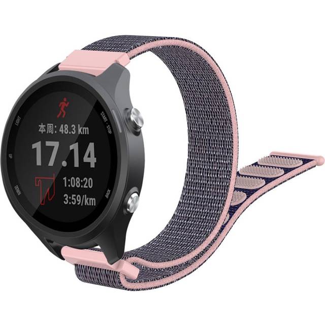 Garmin Forerunner 245 klockarmband med kardborreband i nylon - Grå / Rosa