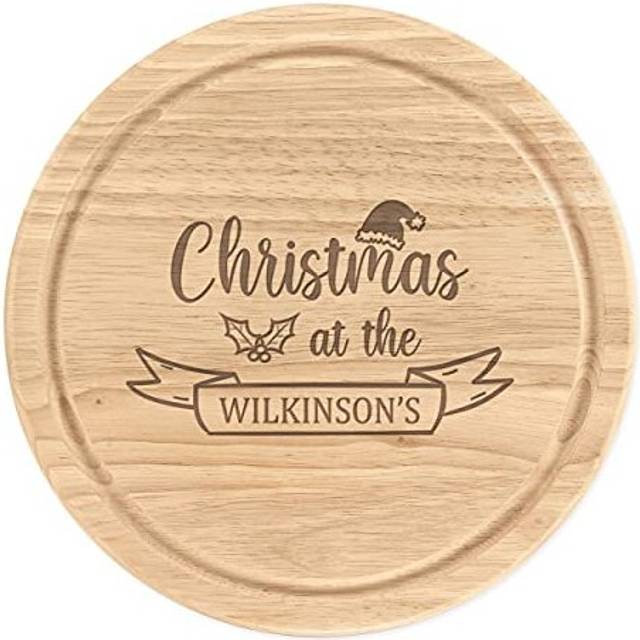 Personalised Wooden Chopping Cheese Board Round 25cm Custom Christmas at The Name