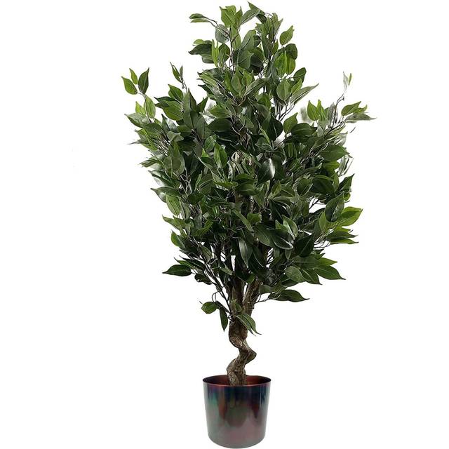 110cm Artificial Evergreen Twist Ficus Tree Multicolour Planter (110cm H X 61cm W X 61cm D)