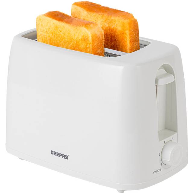 White 2-Slice Bread Toaster With 6 Level Browning