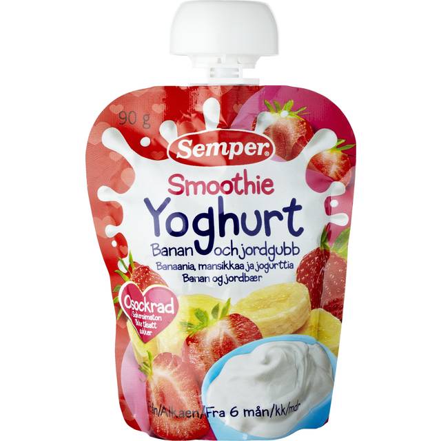 Semper Smoothie Yogo Banan och Jordgubb 6M 90 g
