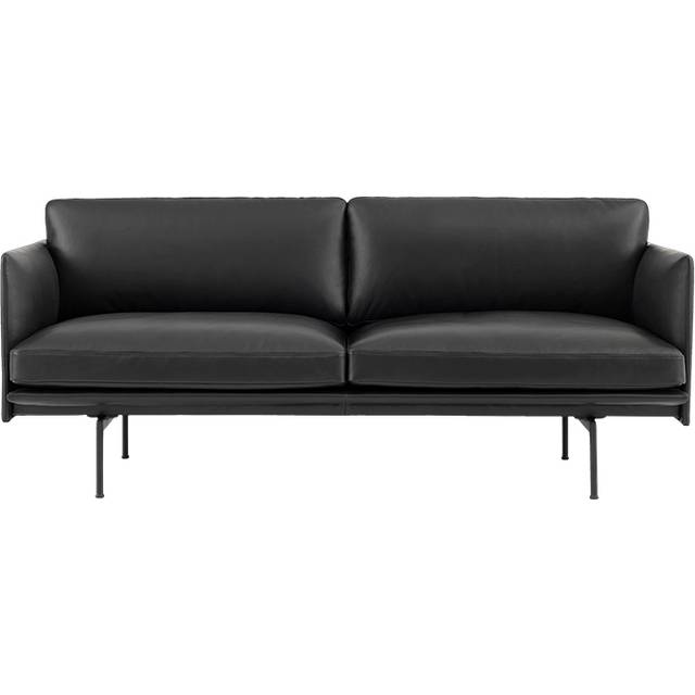 Muuto - Outline Sofa 2-seater, Silk Leather Black - Soffor - Anderssen & Voll - Svart