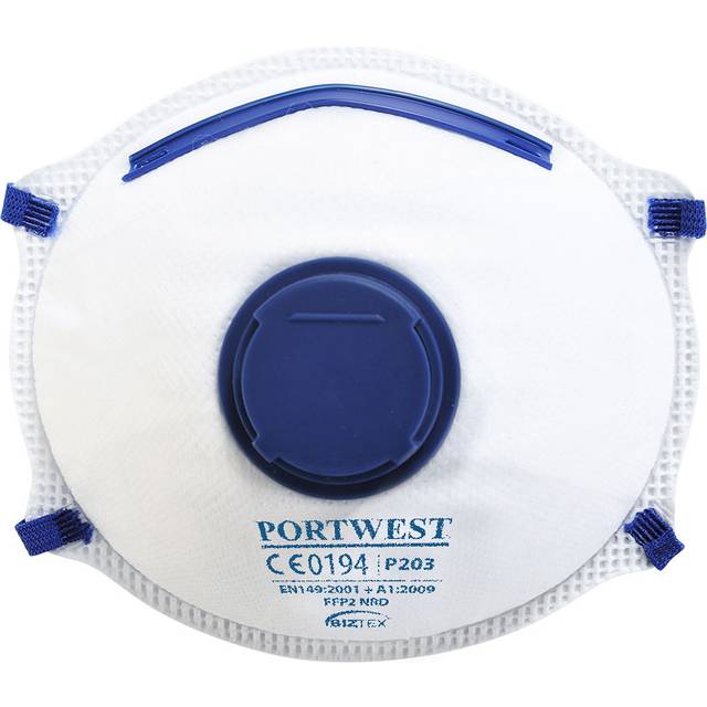 Portwest FFP2 Valved Dolomite Respirator P203 Colour: White, Size: One
