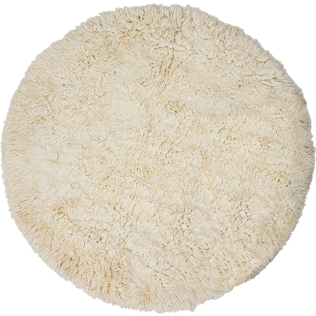 HKliving - Fluffig rund matta, Inner Circle ø 250 cm - Vit
