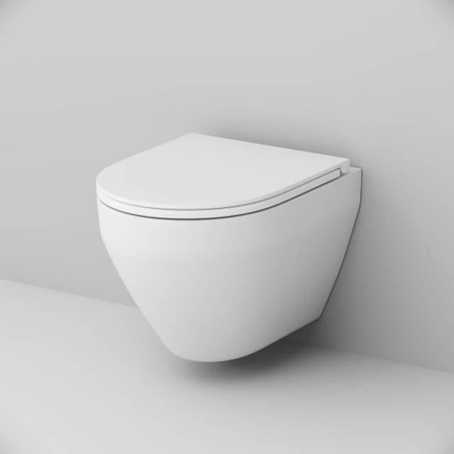 AM.PM Spirit 2.0 – spollös hängande toalett, djupspoltoalett FlashClean, väggtoalett med toalettlock med automatisk sänkning, hängande toalett av keramik, vit, 49 cm lång