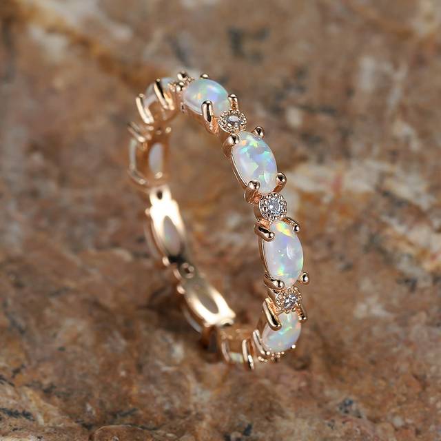 FOREVER QUEEN 1 Pc 925 Sterling Silver Opal Ring Engagement Wedding Valentine&#39;s Gift Women&#39;s Exquisite Jewelry Accessories