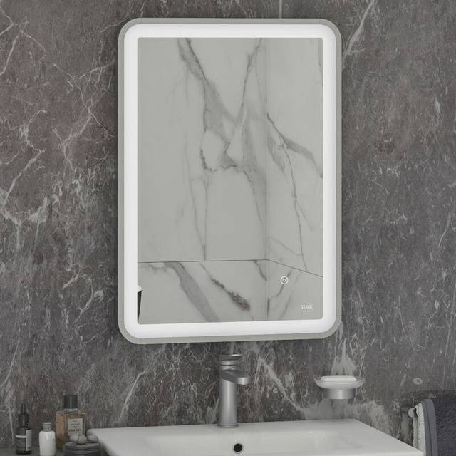 Rak Ceramics - rak Art Soft led Illuminated Bathroom Mirror with Demister Pad 700mm h x 500mm w - Chrome