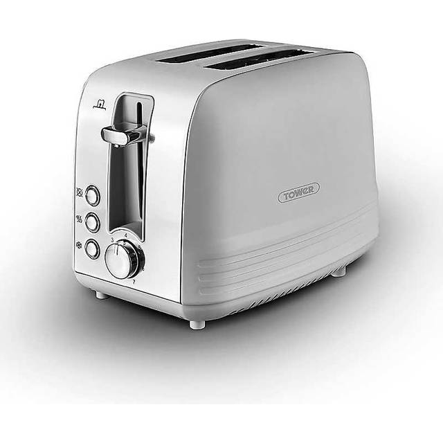 Tower Ash 2-Slice Toaster - Grey & Chrome - Clear