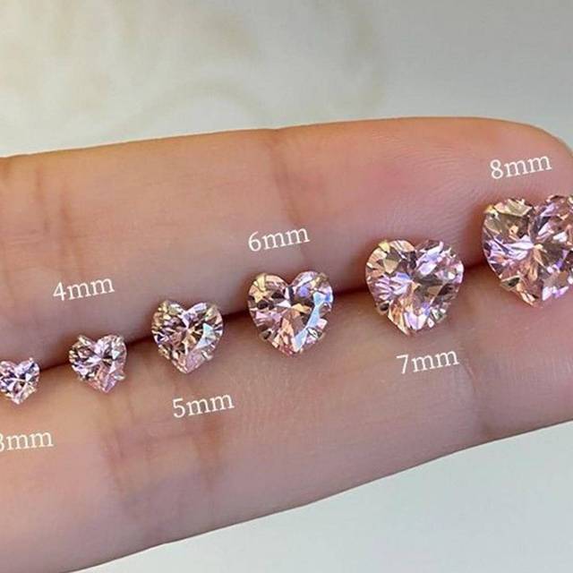 GAGAFEEL 1pair Simple Elegant S925 Sterling Silver & Cubic Zirconia Pink Heart Shape Flash Rhinestone Snail Stud Earrings, Perfect Birthday Gift For Women Vale