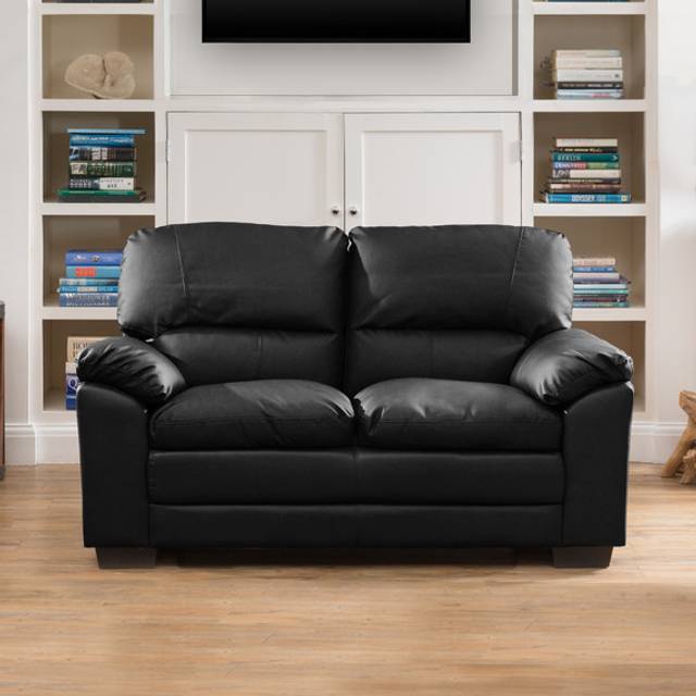 Genoa 2 Seater Black Bonded Leather Sofa - Artemis Home