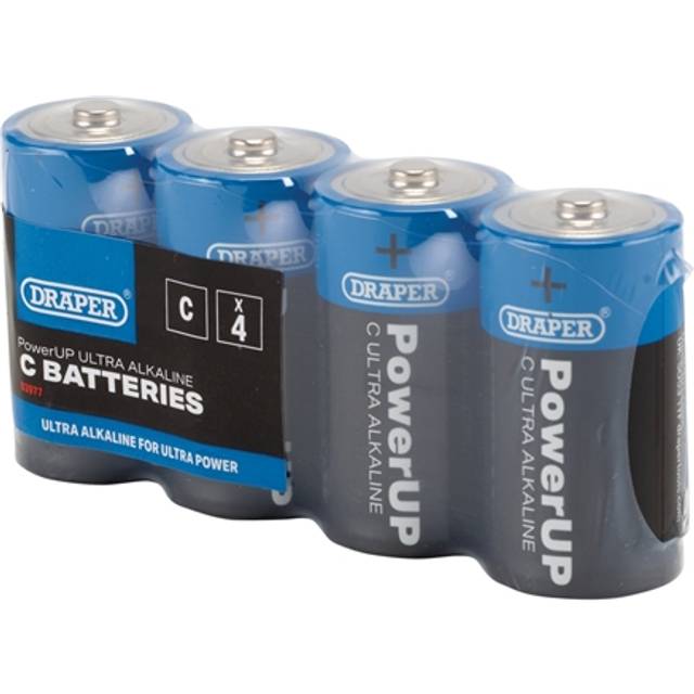 Draper 03977 PowerUP Ultra Alkaline C Batteries (Pack of 4) - 03977