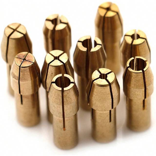 10 st/set Mini Borra Adapter Mikro Mässing För Makt Roterande Verktyg - Guld (10 st/set)