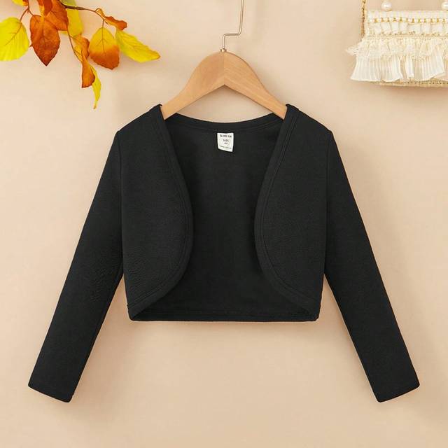 SHEIN Young Girl Long Sleeve Solid Color Cardigan Sweater Jacket