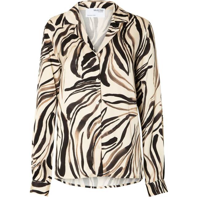 Selected Femme - SLFAlana - Aronia LS Satin Shirt - Skjorta - Black/Alana Print - 36