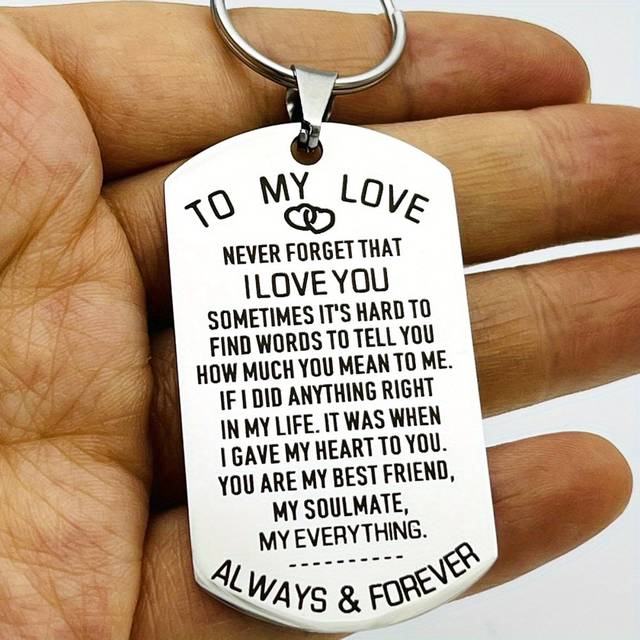 SHEIN 1pc To My Love Keychain Gift For Husband Wife Anniversary Valentine&#39;s Day Birthday Boyfriend Girlfriend Jewelry Gift For Him/Her Man Woman Car Accesso