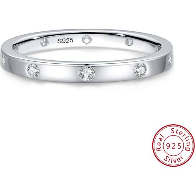 SHEIN 1pc Simple & Stylish 925 Silver Artificial Zirconia Ring, Elegant & Chic Wedding Party Jewelry For Women
