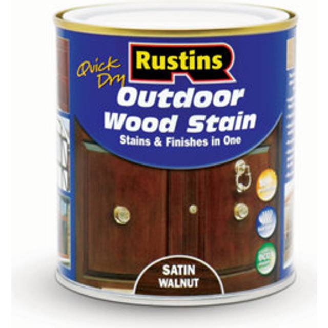 Rustins Quick Dry Outdoor Wood Stain 500ml Satin Walnut