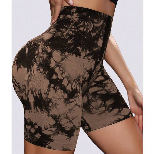 SHEIN Ladies&#39; Tie-Dye Hook Eye Sports ShortsWomen Sweat Short, Gym Short, Biker Short
