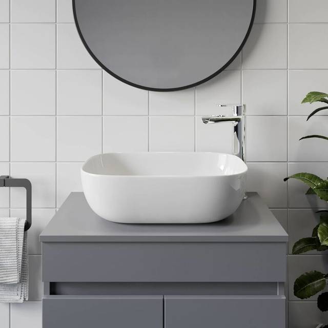 Affine Rectangular Countertop Basin Gloss White - 460 x 325mm