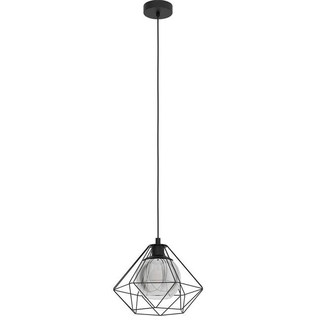 Hanging Ceiling Pendant Light Geometric Black & Glass 1x E27 Hallway Feature
