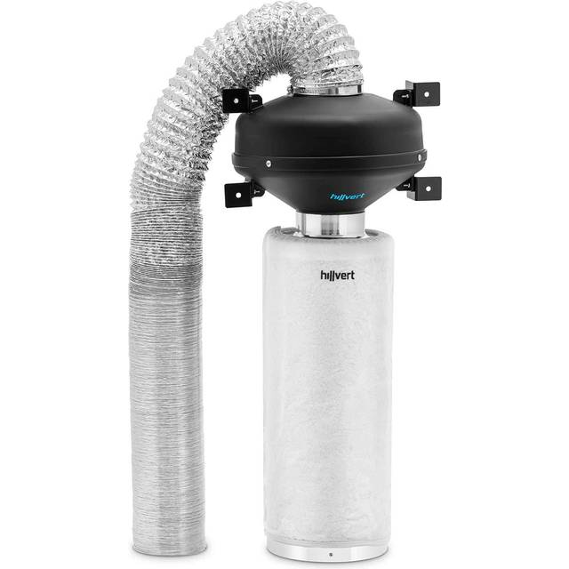 Hillvert - Air Filter Set activated carbon filter 50 cm, pipe fan, exhaust hose 249.6 m³/h