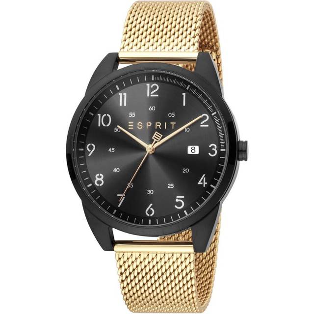 Esprit ES1G212M0095 Golden Mesh Strap Black Dial Mens Watch