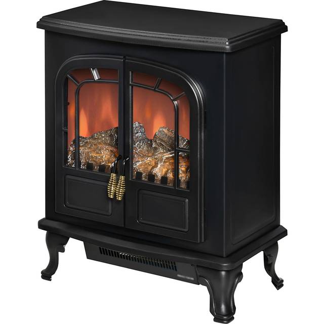 HOMCOM Ava Black LED Fire Flame Electric Fireplace Heater 2000W