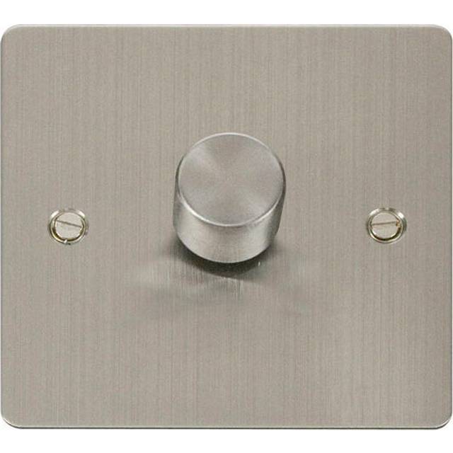 Flat Plate Stainless Steel 1 Gang 2 Way LED 100W Trailing Edge Dimmer Light Switch - SE Home
