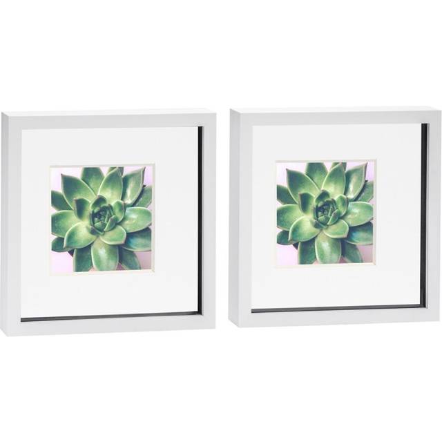 Nicola Spring 10 X 10" Photo Frames - White/white Mount - 3D Picture Frame Box Portrait Display Case (53 X 53Cm) Set Of 2 - One Size