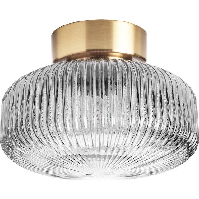 SOLKLINT plafond, mässing/grå klarglas, 27 cm
