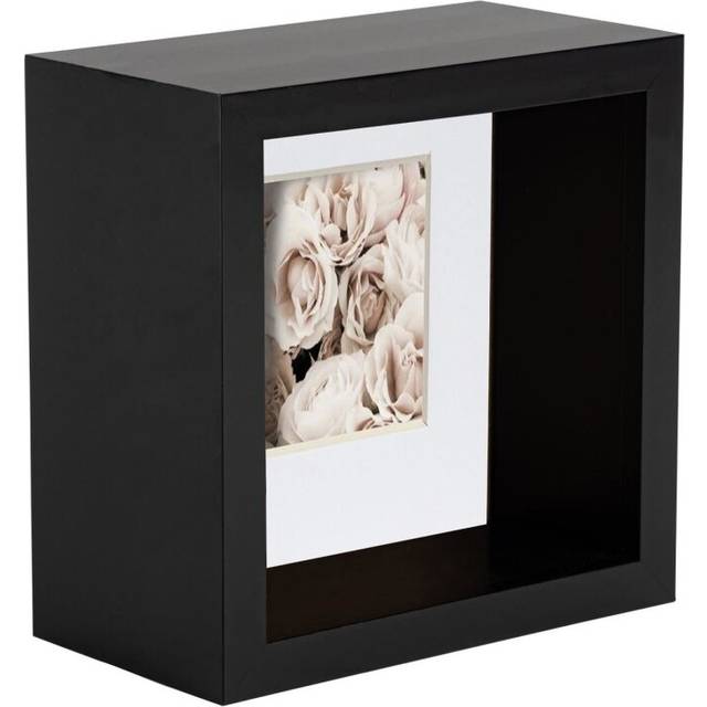 4" x 4" 3D Deep Box Black Photo Frame with 2" x 2" Mount