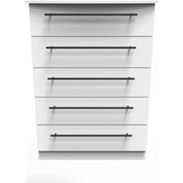 Welcome Furniture Ready Assembled Beverley 5 Drawer Chest In White Ash, White