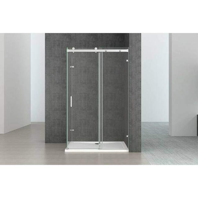 L Shape Rectangular frameless Shower Enclosure - Sliding Door - 8mm Safety Clear Glass - 1050 x 900mm - Durovin Bathrooms