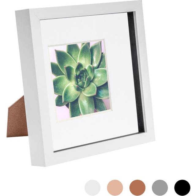 3D Box Photo Frame - 8 x 8" with 4 x 4" Mount - White Mount - One Size