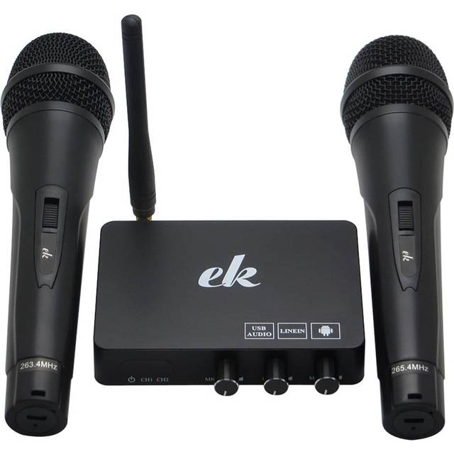 Karaokemaskin / Karaokemixer med två trådlösa mikrofoner och smart TV-kompatibilitet